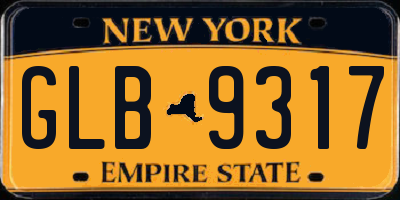 NY license plate GLB9317