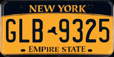NY license plate GLB9325
