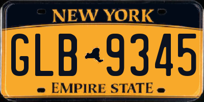 NY license plate GLB9345