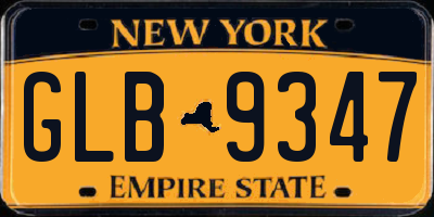 NY license plate GLB9347