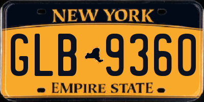 NY license plate GLB9360