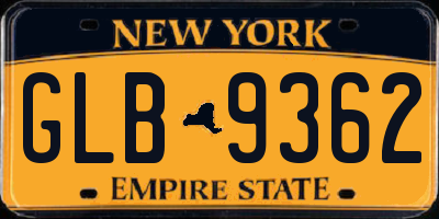 NY license plate GLB9362
