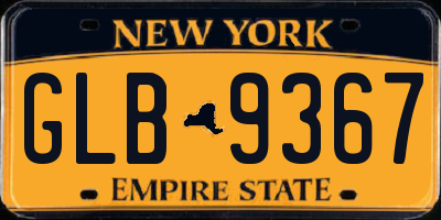 NY license plate GLB9367