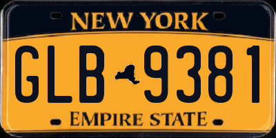 NY license plate GLB9381