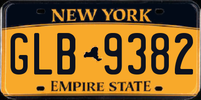 NY license plate GLB9382