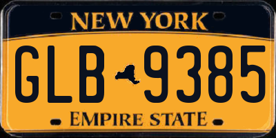 NY license plate GLB9385