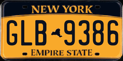 NY license plate GLB9386