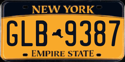 NY license plate GLB9387
