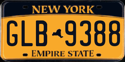 NY license plate GLB9388