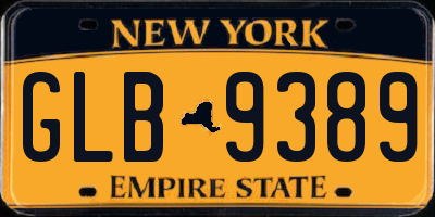 NY license plate GLB9389