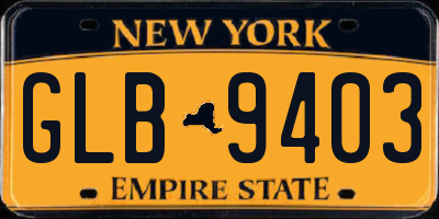 NY license plate GLB9403