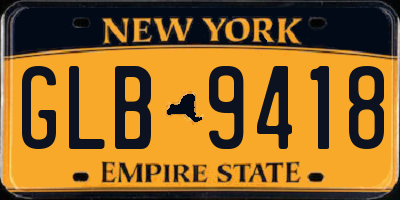 NY license plate GLB9418