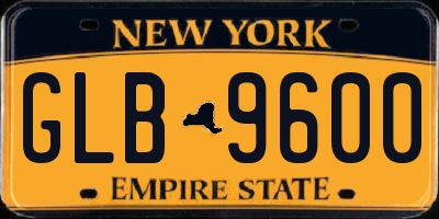 NY license plate GLB9600