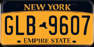 NY license plate GLB9607