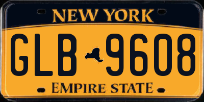 NY license plate GLB9608
