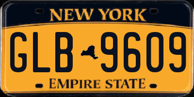 NY license plate GLB9609