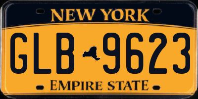 NY license plate GLB9623