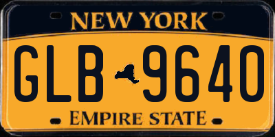 NY license plate GLB9640