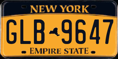 NY license plate GLB9647