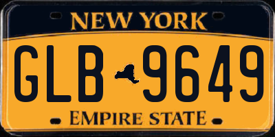 NY license plate GLB9649