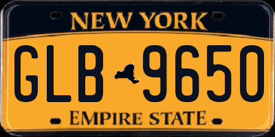 NY license plate GLB9650