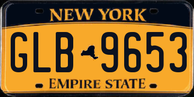 NY license plate GLB9653