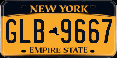 NY license plate GLB9667