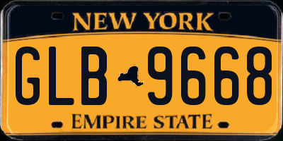 NY license plate GLB9668