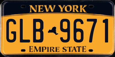 NY license plate GLB9671