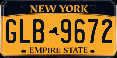 NY license plate GLB9672