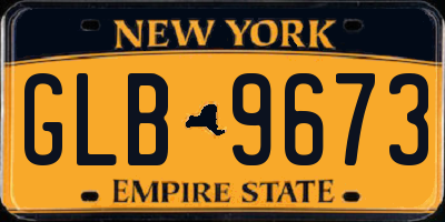 NY license plate GLB9673
