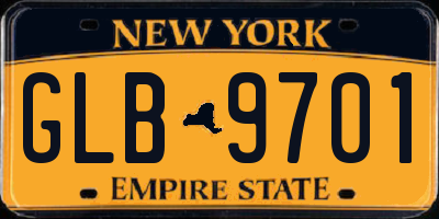 NY license plate GLB9701
