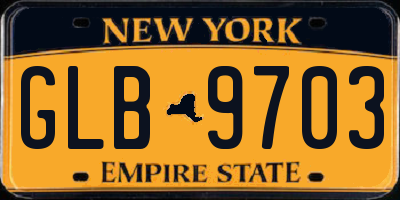 NY license plate GLB9703