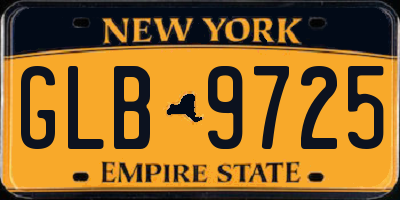 NY license plate GLB9725