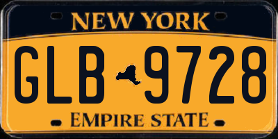 NY license plate GLB9728