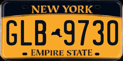 NY license plate GLB9730