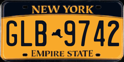 NY license plate GLB9742