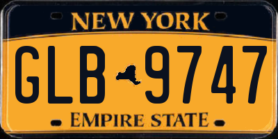 NY license plate GLB9747