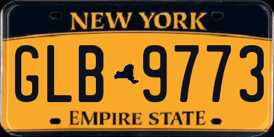 NY license plate GLB9773