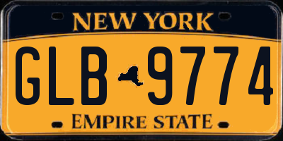 NY license plate GLB9774