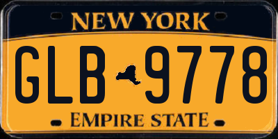 NY license plate GLB9778