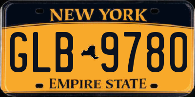 NY license plate GLB9780