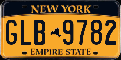 NY license plate GLB9782