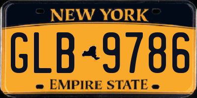 NY license plate GLB9786