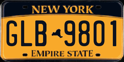 NY license plate GLB9801