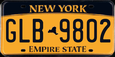 NY license plate GLB9802