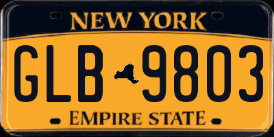 NY license plate GLB9803