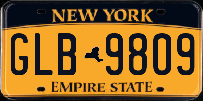 NY license plate GLB9809