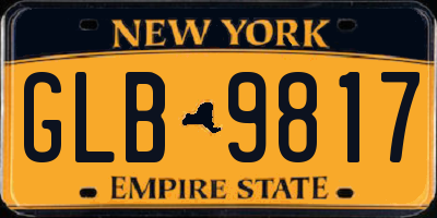 NY license plate GLB9817