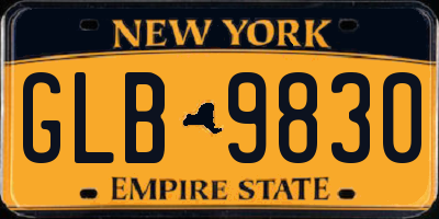 NY license plate GLB9830